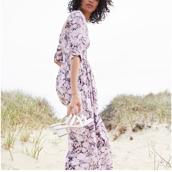 BOGO! Something Navy Peacot Leah Smocked Floral Maxi Dress Size XS - Picture 8 of 8